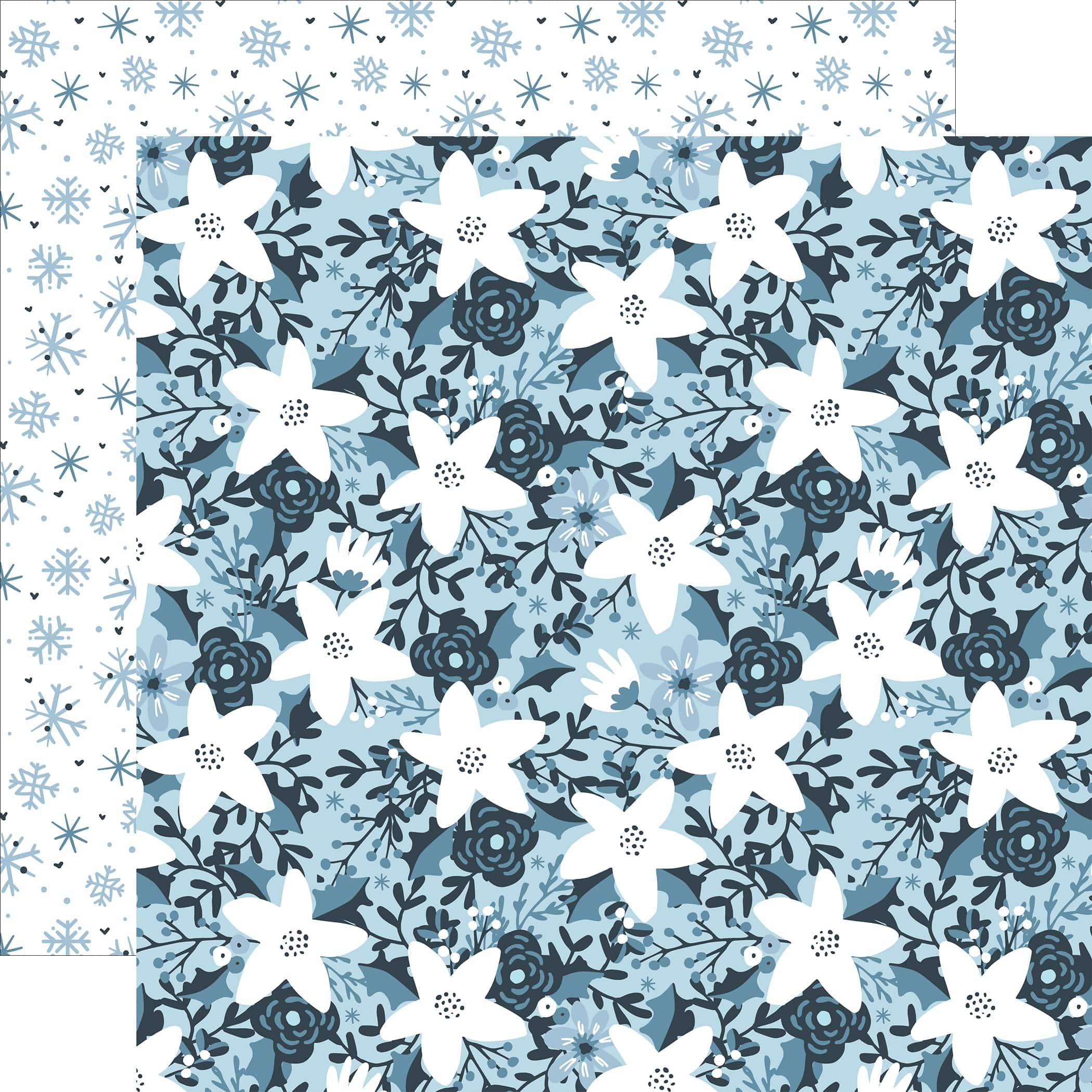 The Magic of Winter Collection Frosted Flowers 12 x 12 Double-Sided  Scrapbook Paper by Echo Park Paper